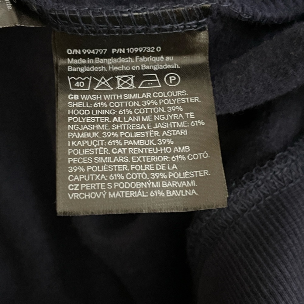 Sz L H&M Men's Navy Crewneck pull over long sleeve hoodie Sweater NWT - Picture 9 of 11